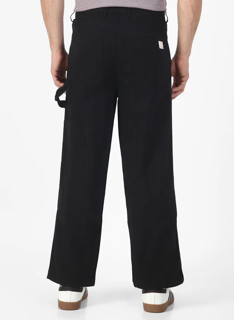 Urbano Fashion  Urbano Fashion Men's Black Loose Baggy Fit Solid Carpenter Trouser Pant with 5 Pockets Non-Stretchable for Men | Best Price UAE